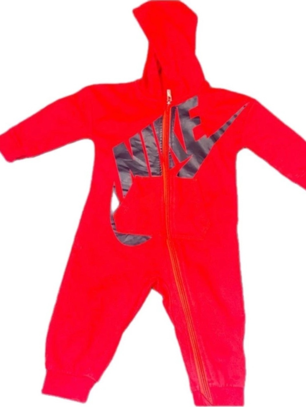 Nike Baby Hooded Full-Zip Coverall Red & Gray 12 Month